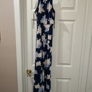 Candie's Navy and White Floral Jumpsuit